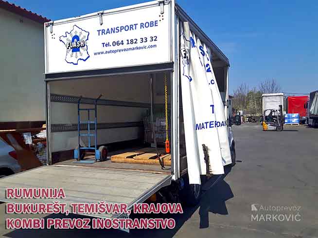 kombi prevoz robe inostranstvo iz Beograd Srbija za Rumunija, svi gradovi Bukurešt, Temišvar i Krajova